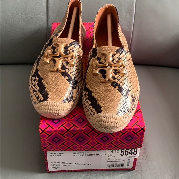 NWT  Tory Burch® Eleanor Snakeskin Embossed Espadrille - Picture 15 of 16